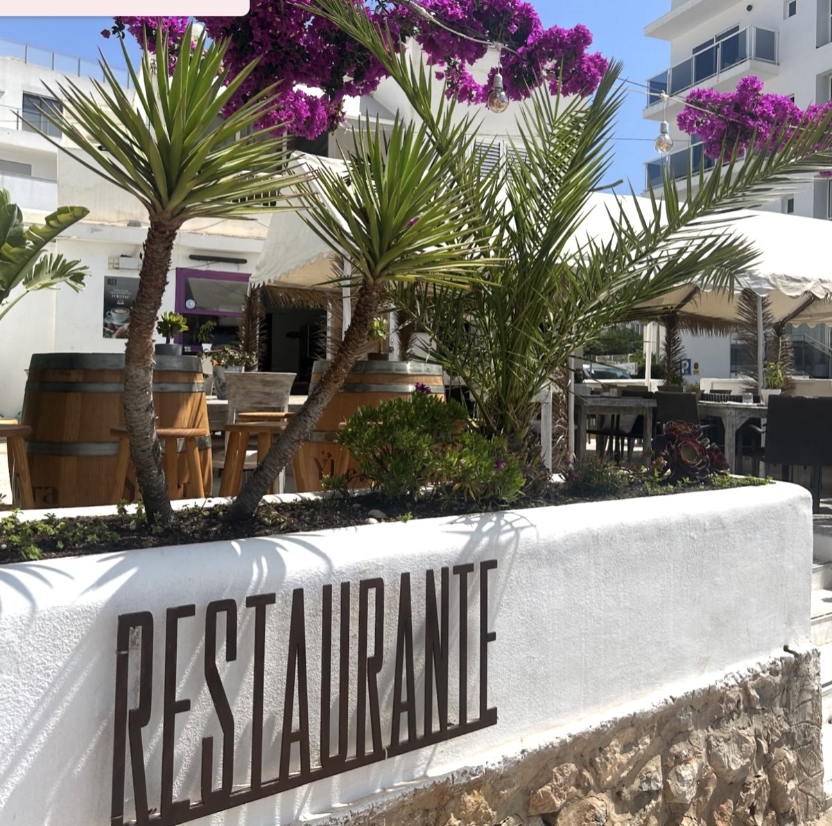 Entrada del restaurante Terrazza Unico Ibiza, frente al mar